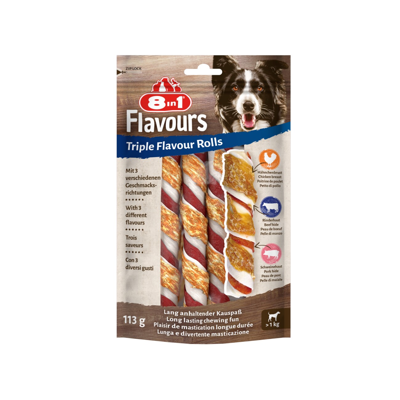 8in1 Triple Flavour kurczak, wieprzowina, wołowina 38 g × 3