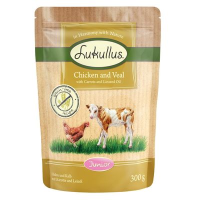 Lukullus Naturkost cielęcina, kurczak junior 300 g × 6