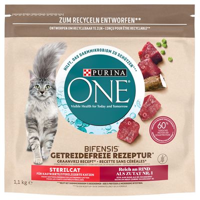 Purina ONE Sterilised wołowina adult 1,1 kg × 3