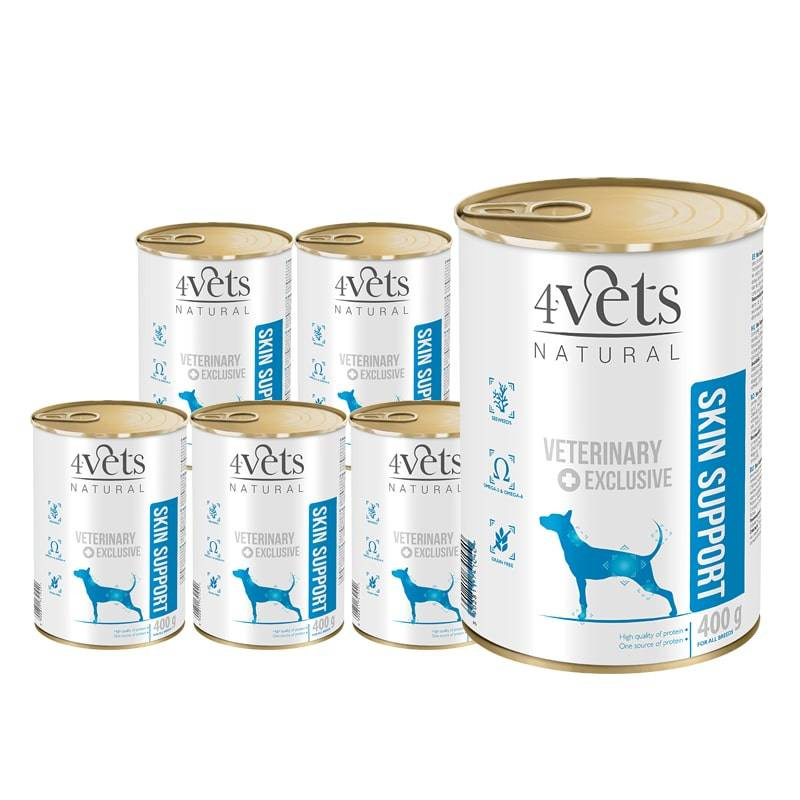 4Vets Natural Skin Support indyk 400 g × 6