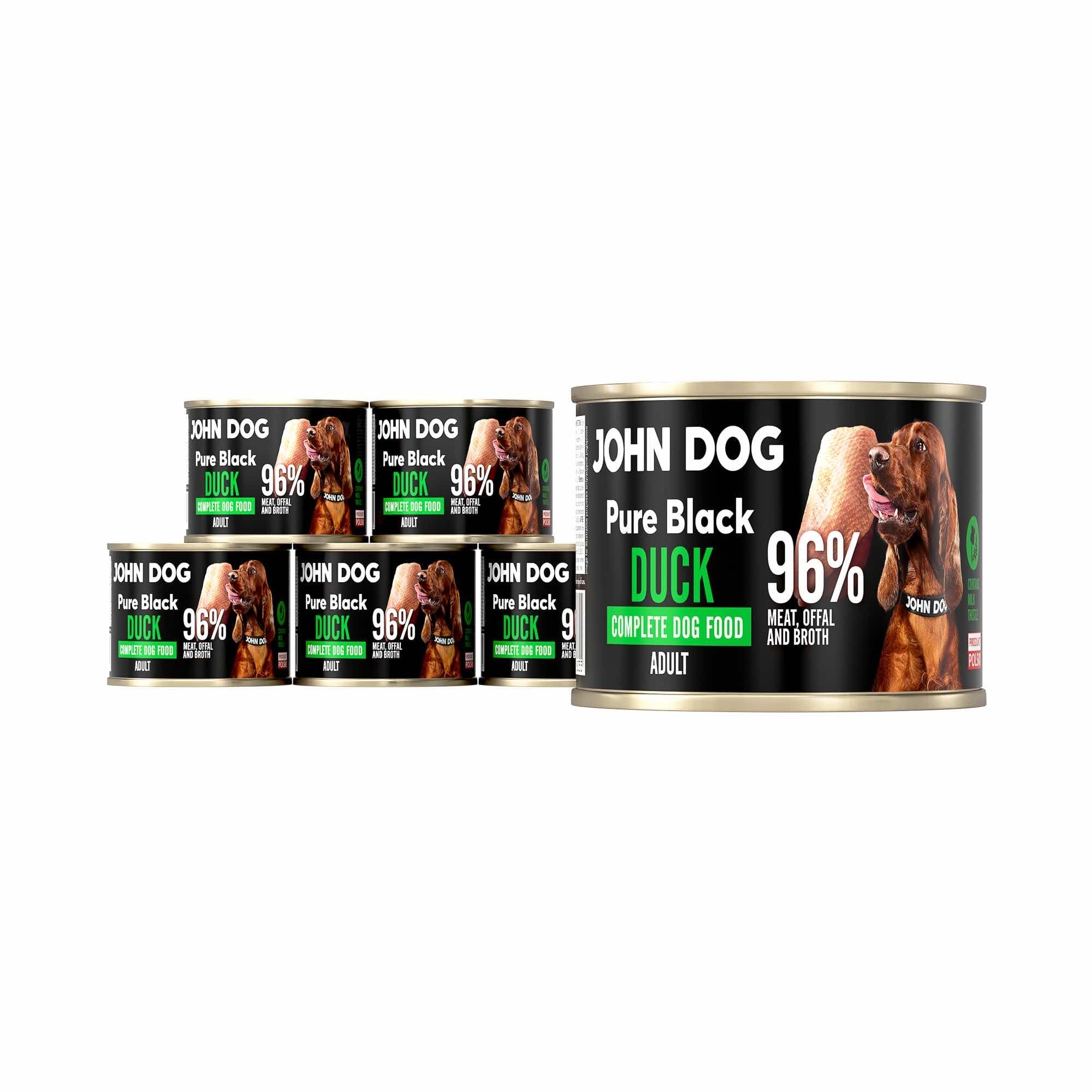 John Dog Pure Black kaczka adult 200 g × 6