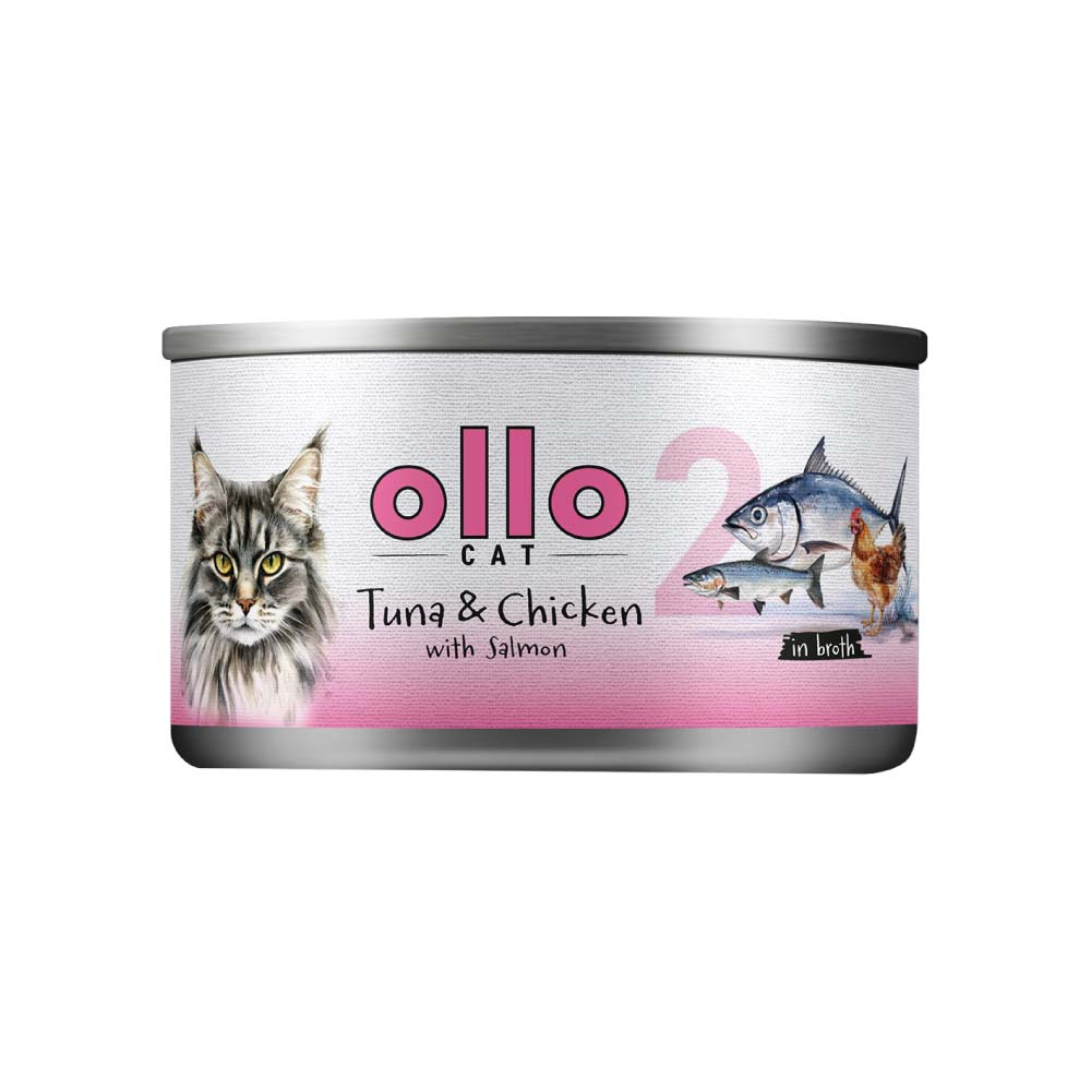 Ollo Hairball kurczak, tuńczyk, łosoś w sosie 70 g