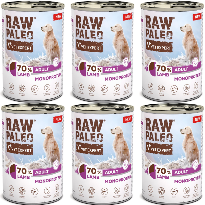 VetExpert Raw Paleo jagnięcina adult 400 g × 6