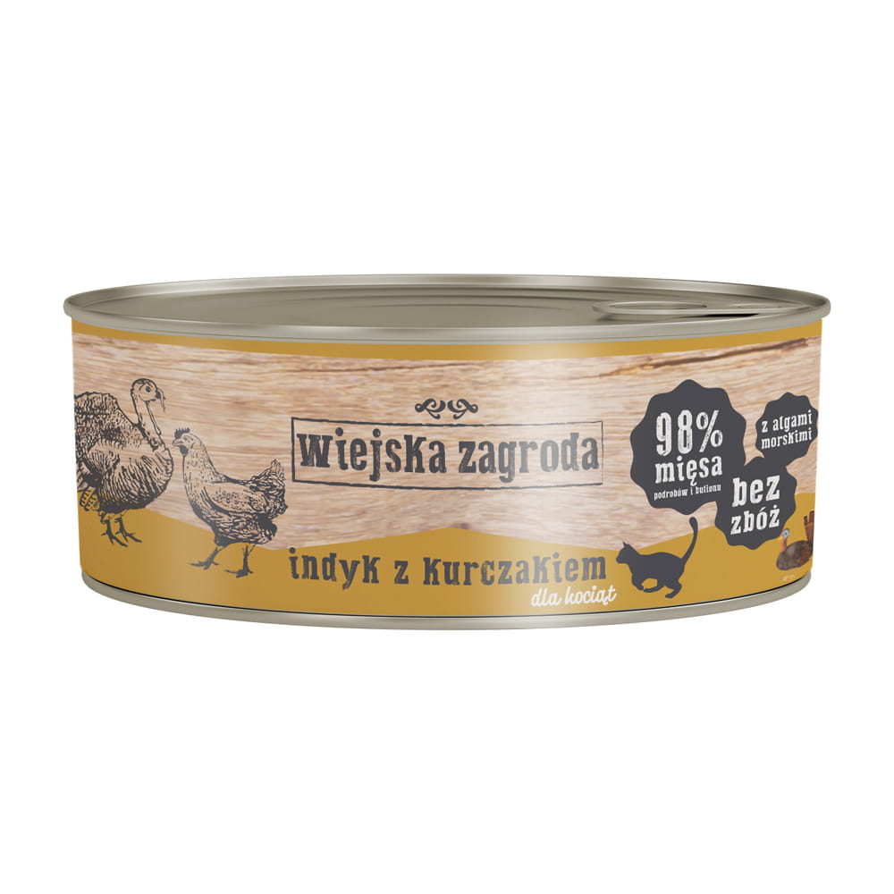 Wiejska Zagroda indyk, kurczak w bulionie kitten 85 g