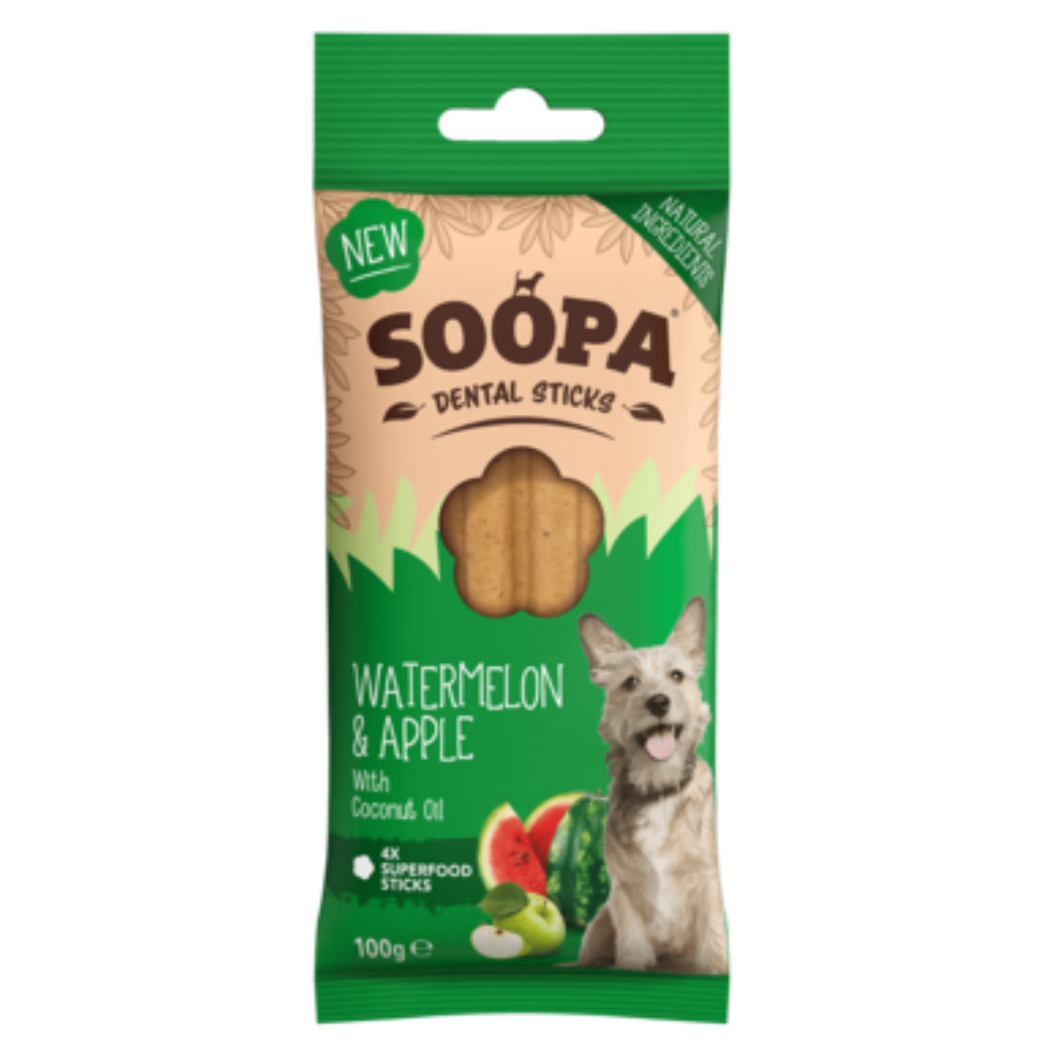 Soopa Dental Sticks arbuz, jabłko 25 g × 4