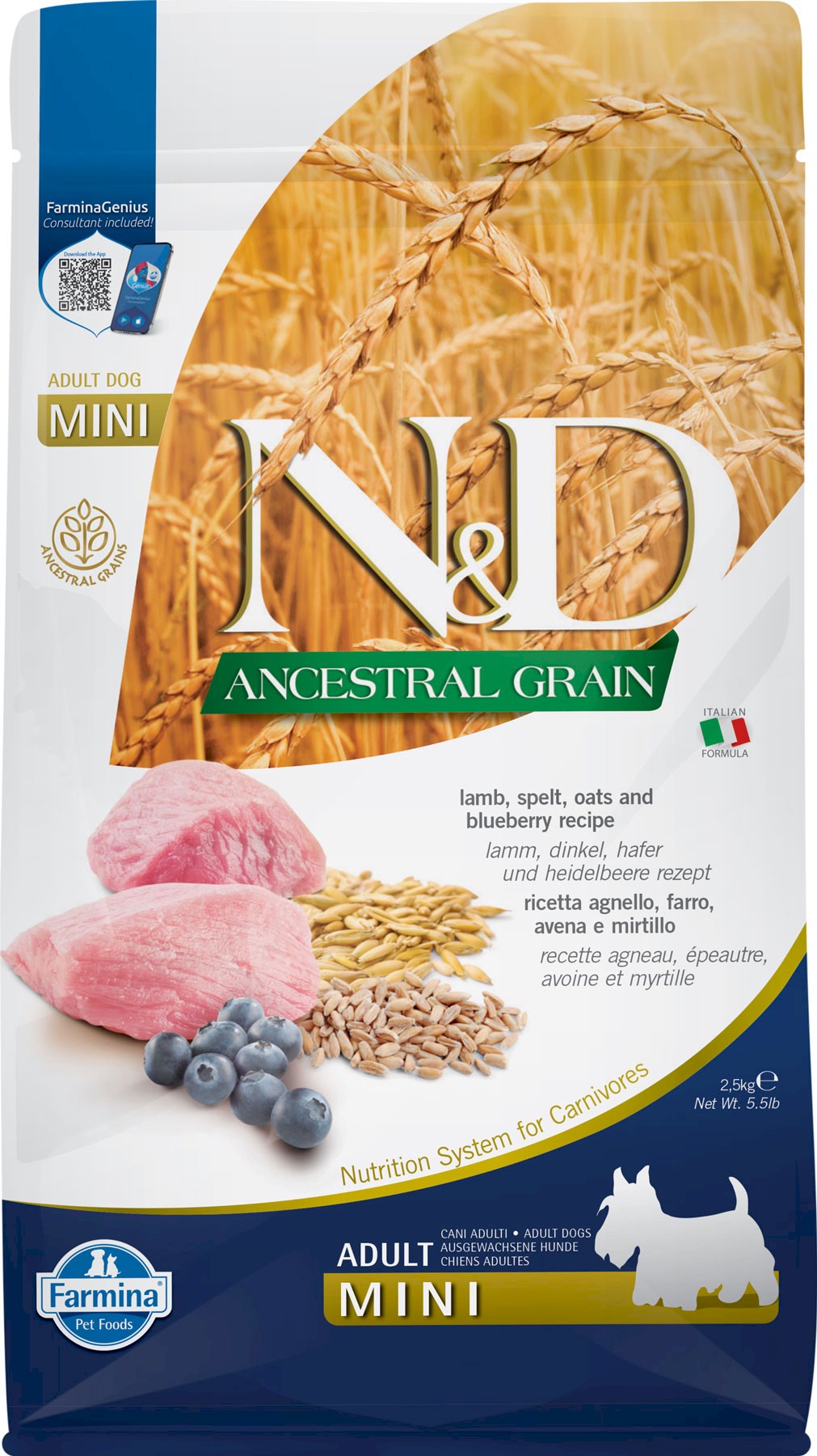 Farmina N&D Ancestral Grain jagnięcina adult małe rasy 2,5 kg