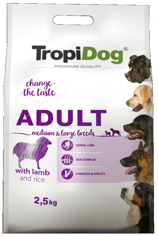 Tropidog Premium jagnięcina z ryżem adult średnie rasy, duże rasy 2,5 kg