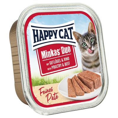 Happy Cat Minkas Duo drób, wołowina pasztet 100 g × 16