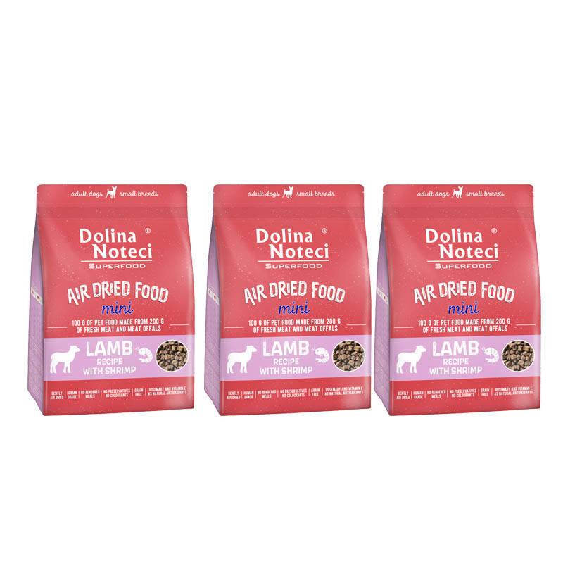 Dolina Noteci Superfood MINI jagnięcina, krewetki adult małe rasy 1 kg × 3