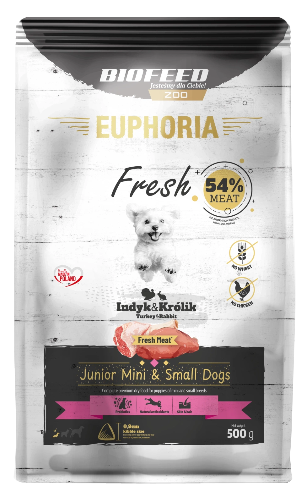 BioFeed EUPHORIA Fresh indyk, królik junior małe rasy 500 g