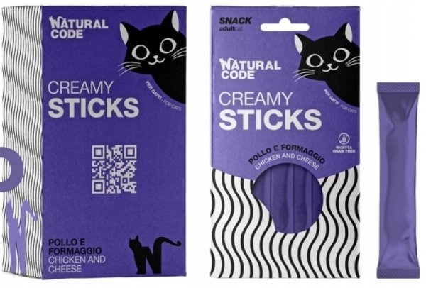 Natural Code Creamy Sticks kurczak, ser 14 g × 4