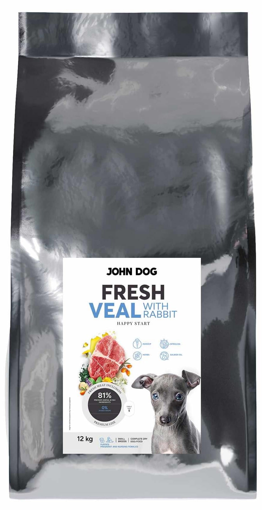 John Dog Fresh cielęcina, królik puppy małe rasy 12 kg