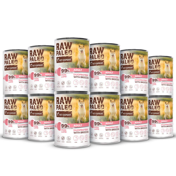 VetExpert RAW PALEO jagnięcina, wieprzowina adult 400 g × 12