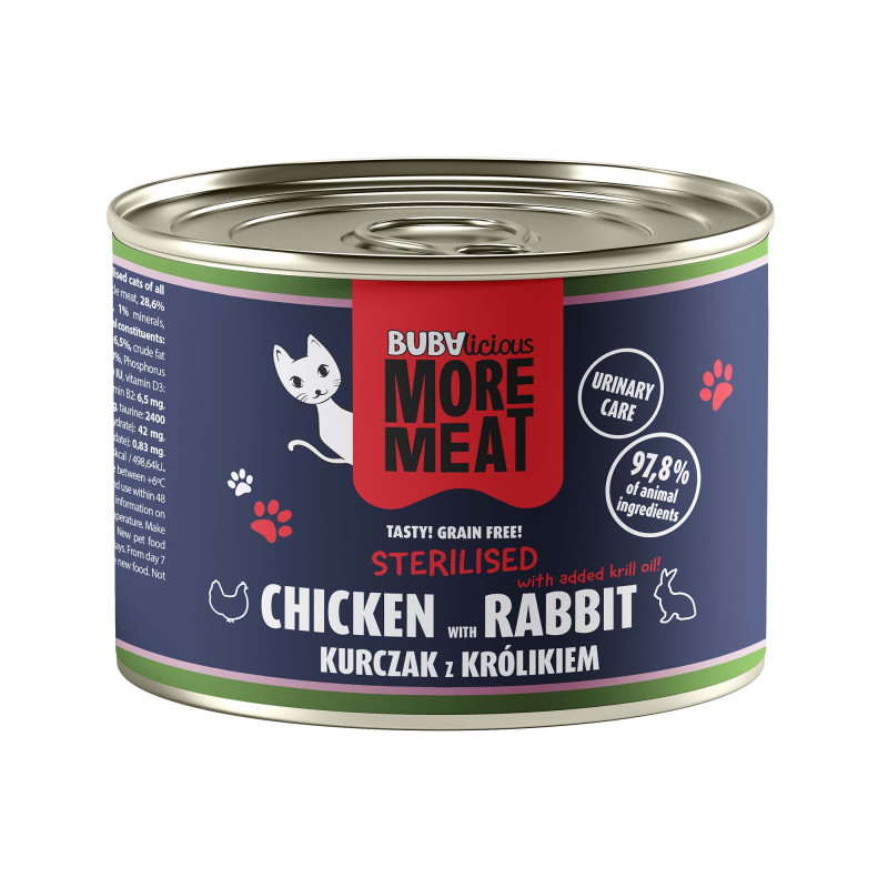Buba More Meat Sterilised królik, kurczak adult 185 g
