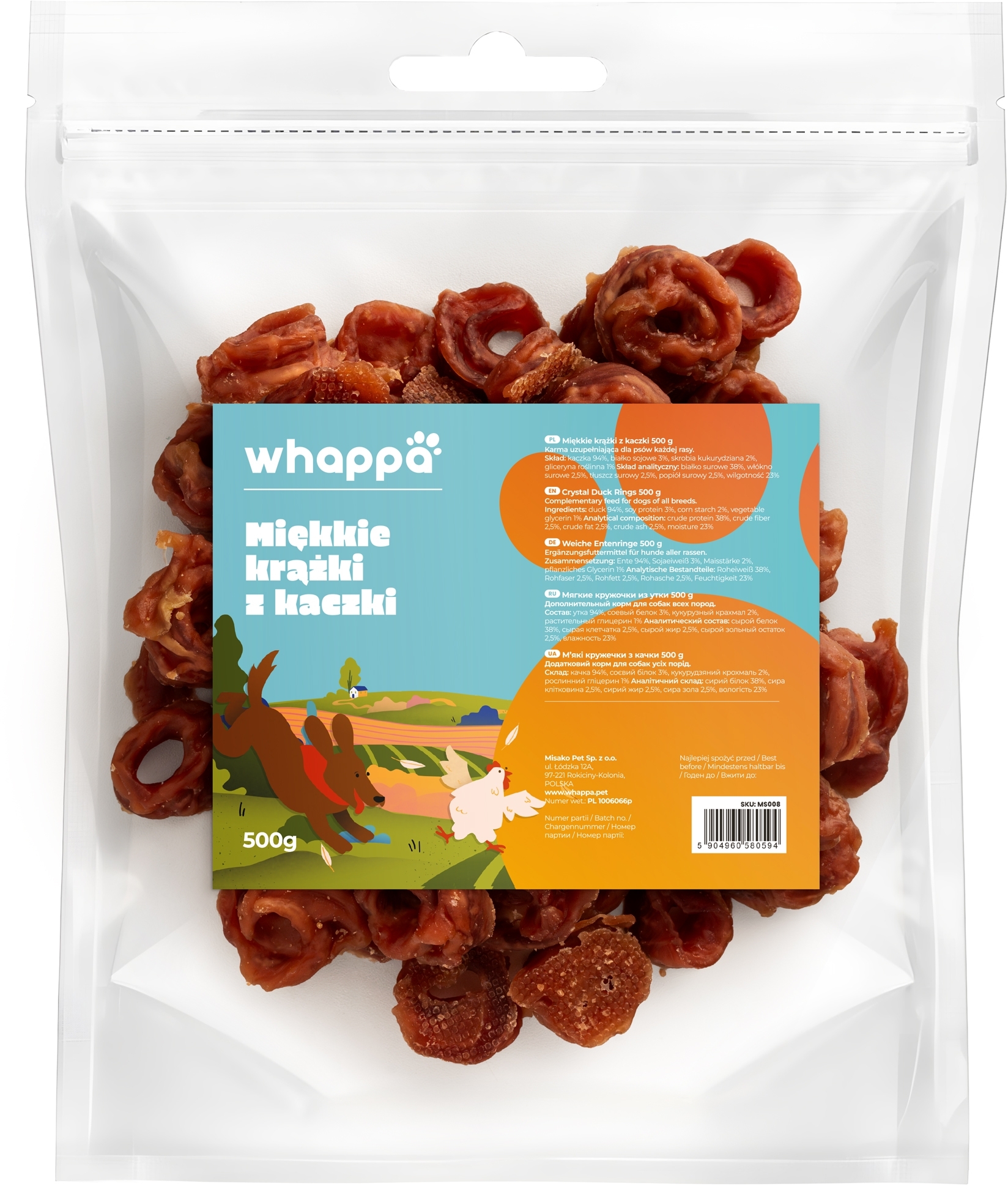 Whappa miękkie krążki z kaczki 500 g