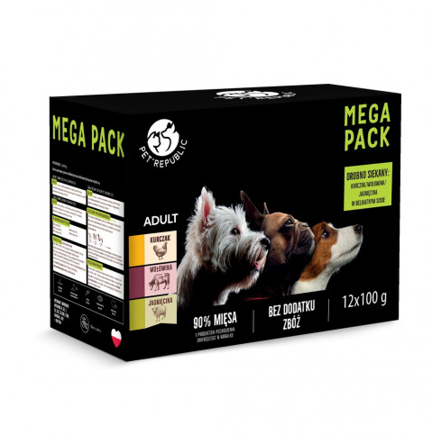 Pet Republic jagnięcina, kurczak, wołowina adult małe rasy 100 g × 12