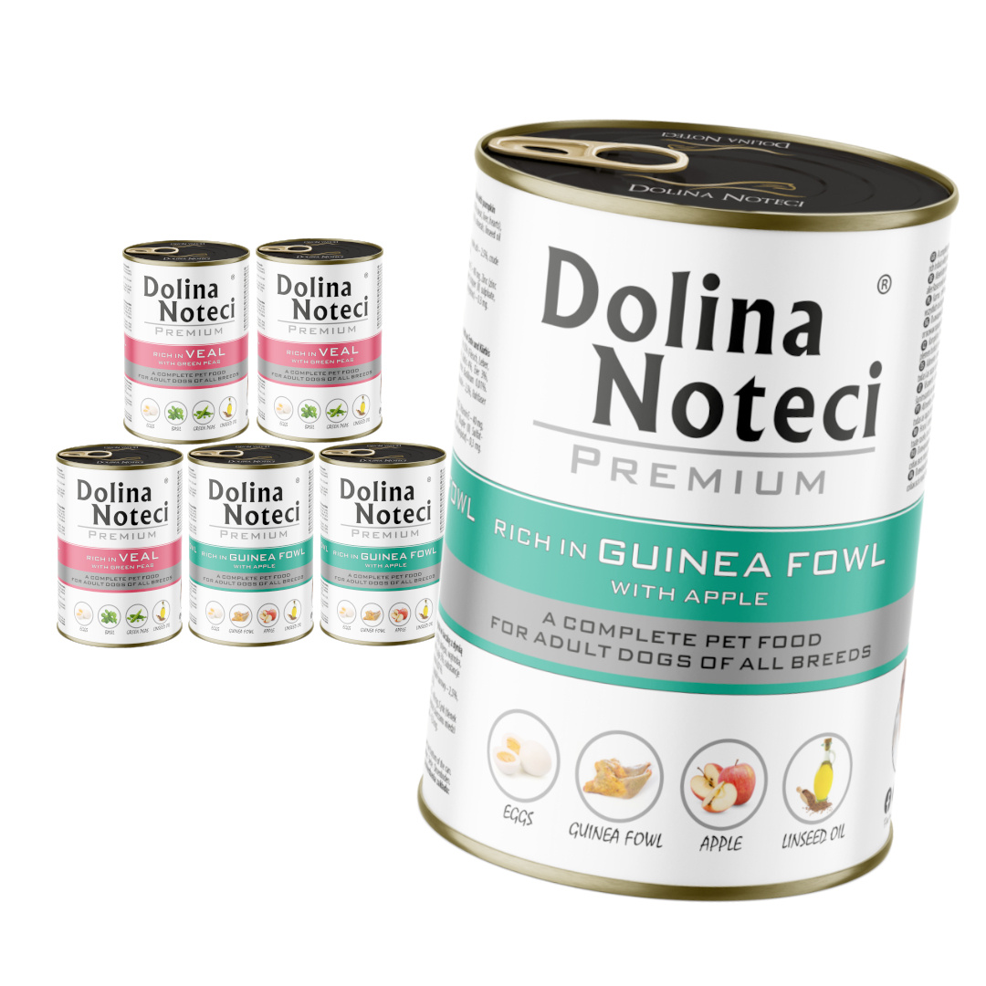 Dolina Noteci Premium cielęcina, perliczka z groszkiem i jabłkiem 400 g × 6