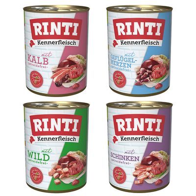 Rinti Kennerfleisch cielęcina, dziczyzna, serca drobiowe, szynka 800 g × 12