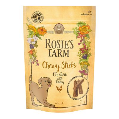 Rosie's Farm Chewy Sticks indyk, kurczak adult 70 g