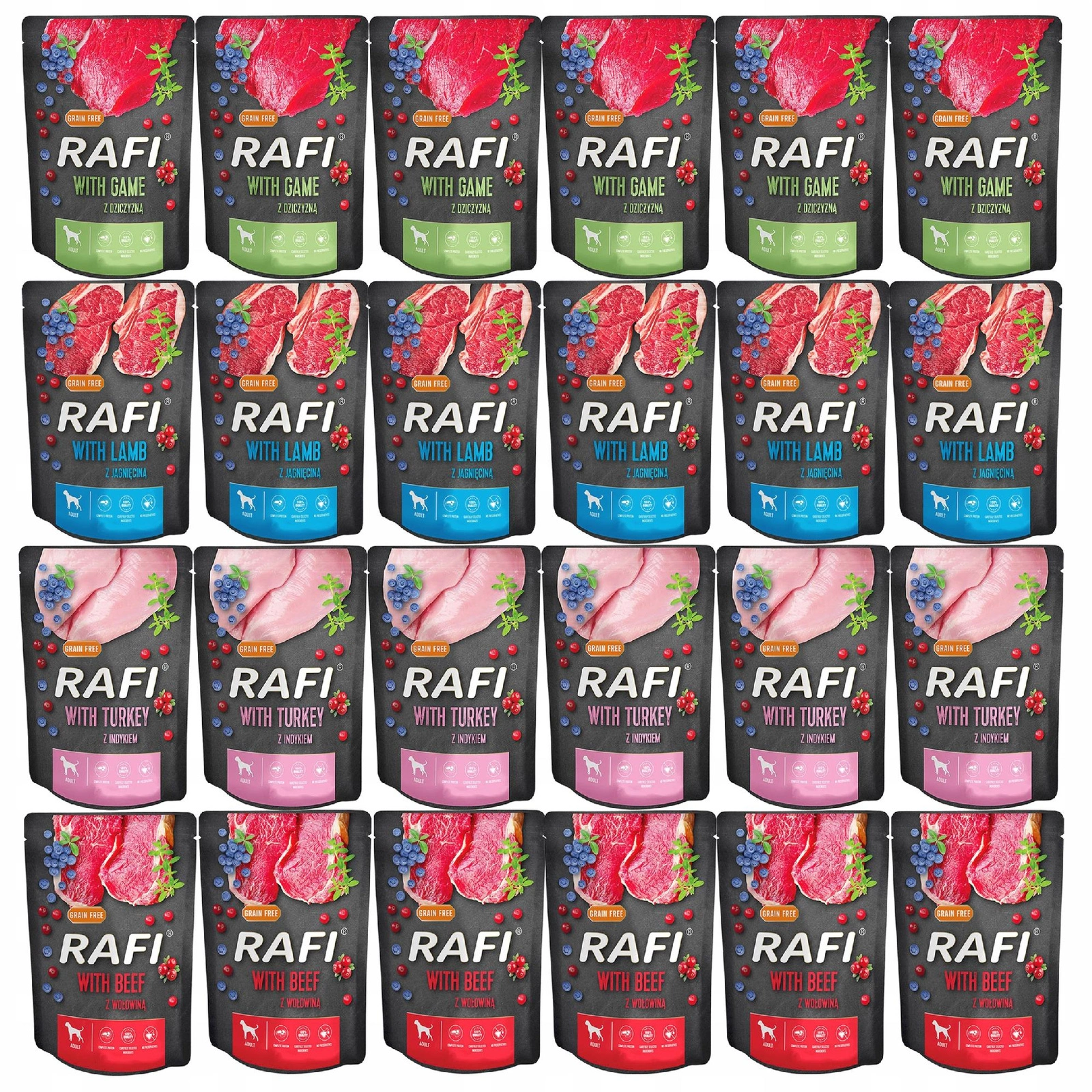 Rafi dziczyzna, indyk, jagnięcina, wołowina 300 g × 24