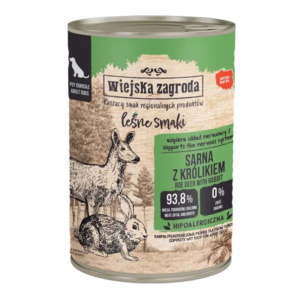 Wiejska Zagroda Leśne Smaki królik, sarna adult 400 g
