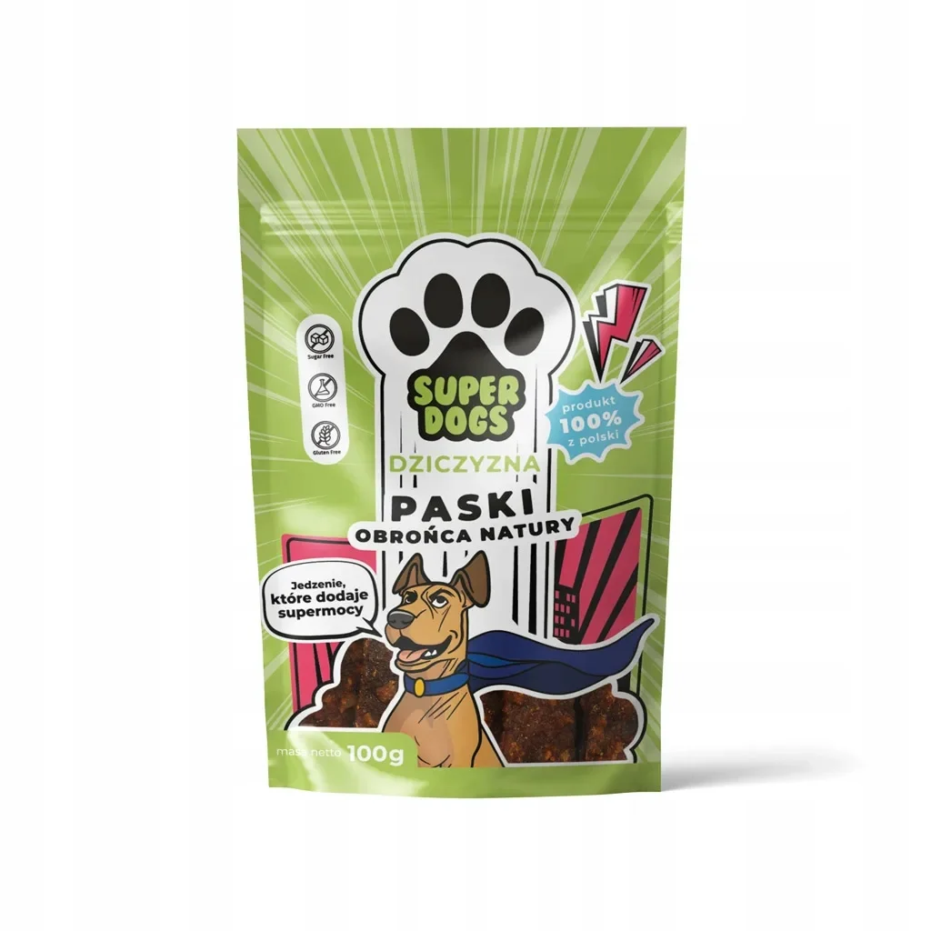 Uniszki SUPERDOGS Obrońca Natury paski z dziczyzny 100 g
