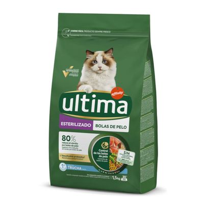 Ultima Feline Sterilised Hairball Indoor pstrąg adult 1,5 kg × 3