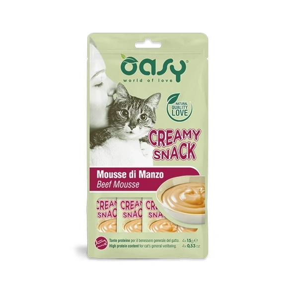 Oasy Creamy Snacks wołowina pasztet adult 15 g × 4