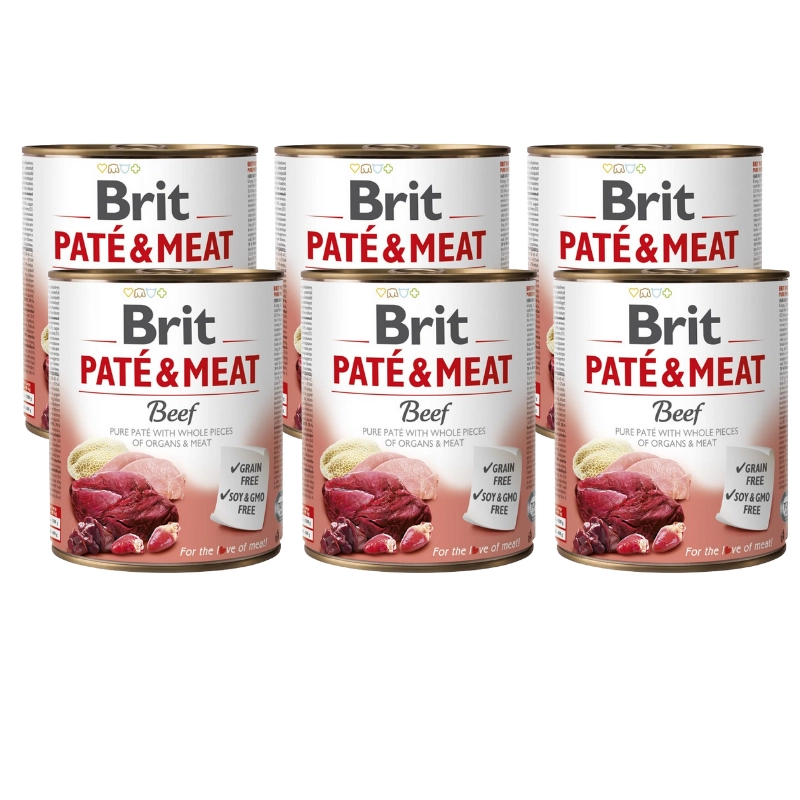 Brit Pate & Meat indyk, wołowina 800 g × 6