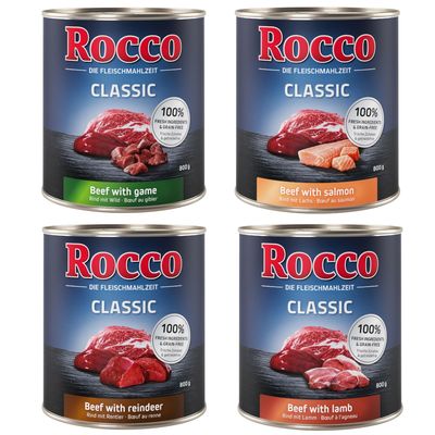 Rocco Classic dziczyzna, jagnięcina, renifer, wołowina, łosoś adult 800 g × 24