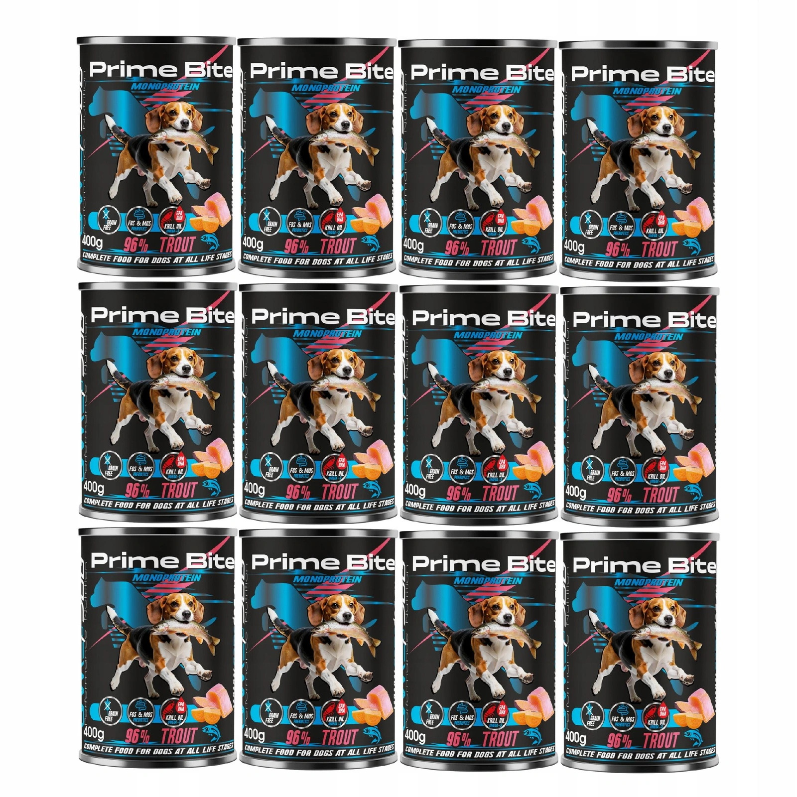 Game Dog Prime Bite Monoprotein pstrąg 400 g × 12