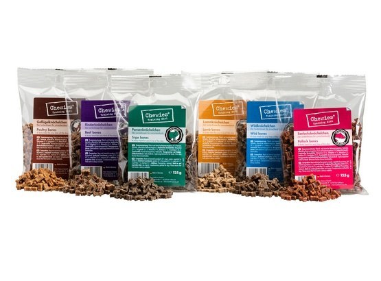 Chewies Goodies drób, dziczyzna, jagnięcina, wołowina, łosoś, żwacz małe rasy 125 g × 6