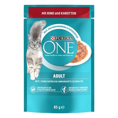Purina ONE Hairball wołowina z marchewką w sosie adult 85 g × 26