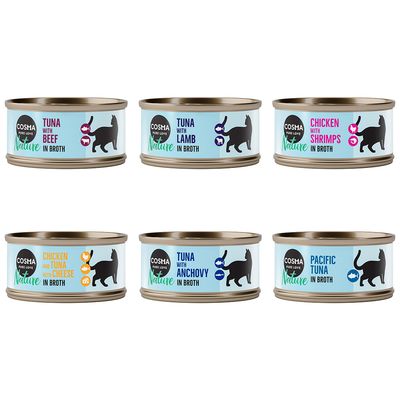 Cosma Nature Indoor mix smaków w bulionie adult 70 g × 6