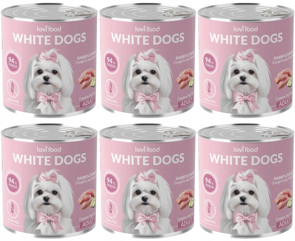 John Dog Lovi Food White Dogs indyk, królik 800 g × 6