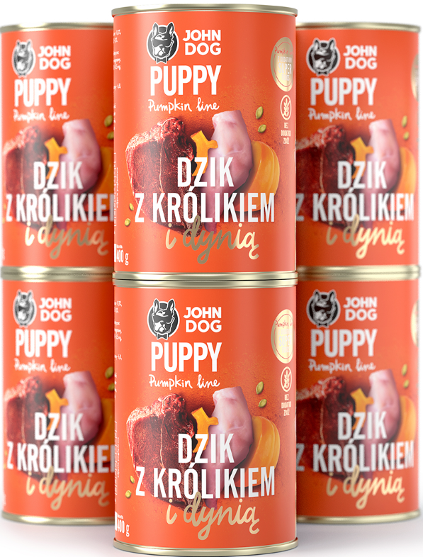 John Dog Pumpkin Line dzik, królik junior 400 g × 6