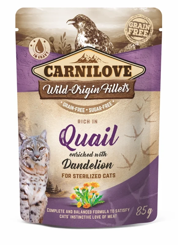Carnilove Wild-Origin Fillets Sterilised przepiórka z mniszkiem w sosie 85 g
