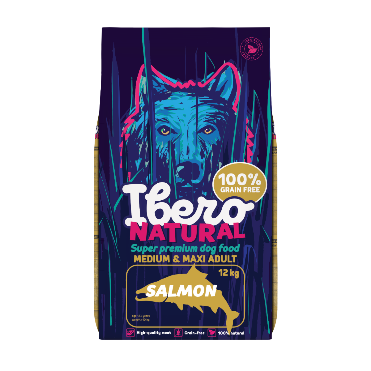Ibero Grain Free łosoś adult średnie rasy, duże rasy 12 kg