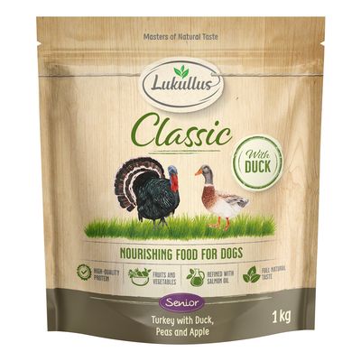 Lukullus Classic indyk, kaczka z ziemniakiem senior 1 kg × 5