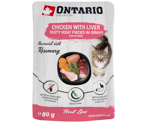 Ontario Herb Line kurczak z batatem i ryżem w sosie kitten 80 g