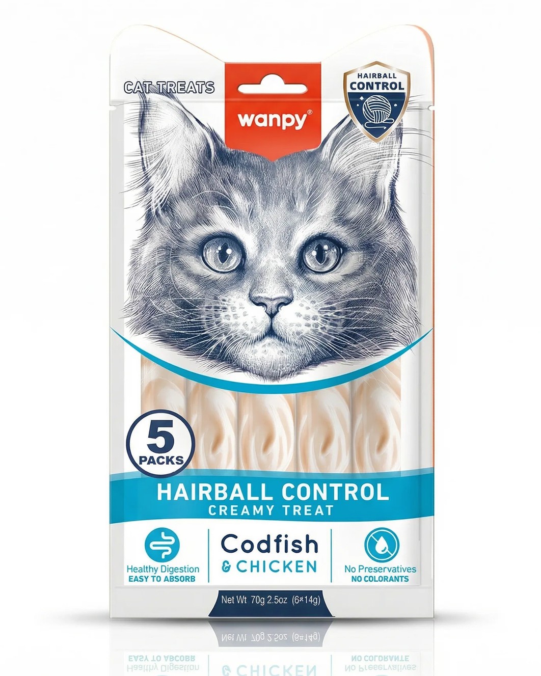 Wanpy Hairball dorsz, kurczak 70 g