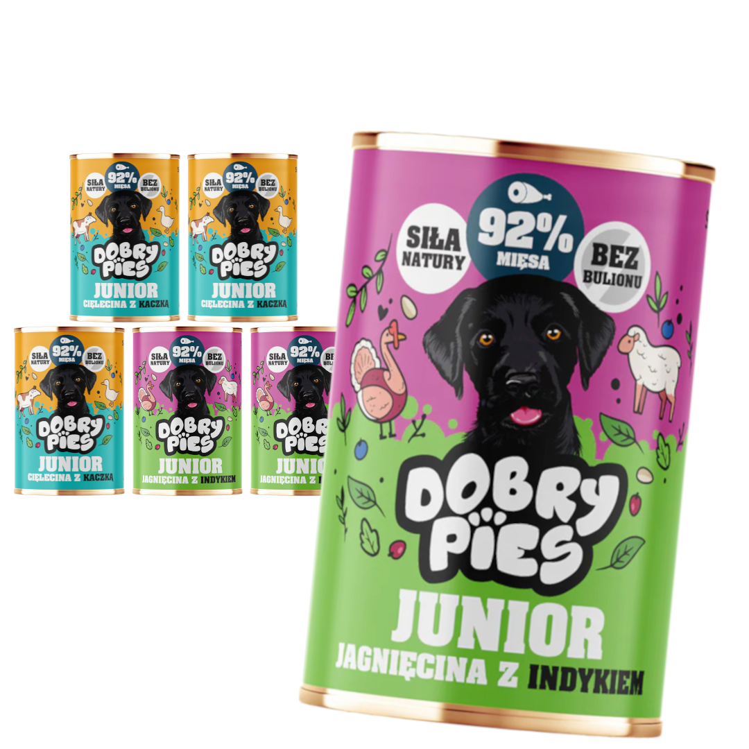 Dobry Pies cielęcina, indyk, jagnięcina, kaczka junior 400 g × 6