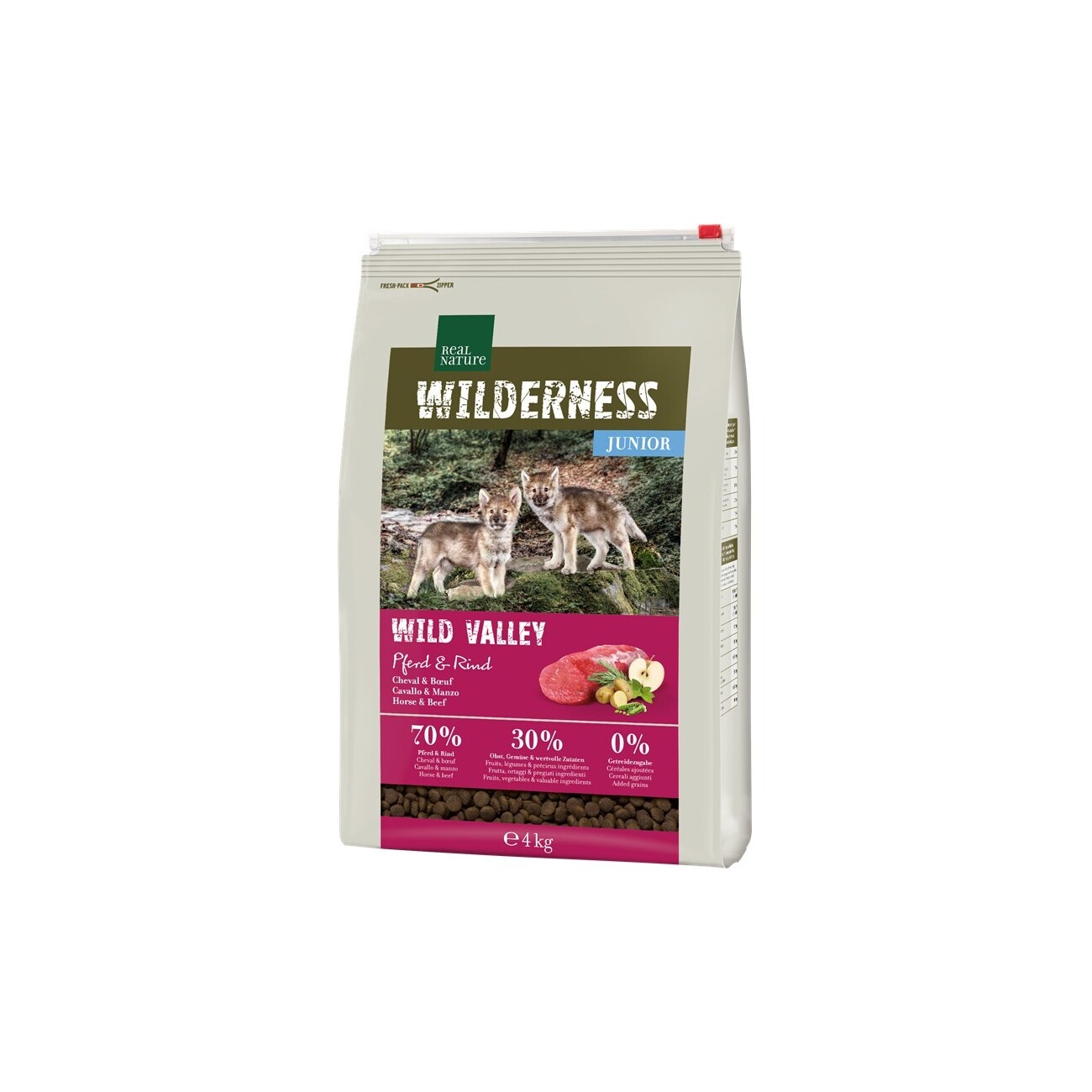 REAL NATURE Wilderness konina, wołowina z ziemniakiem junior 4 kg