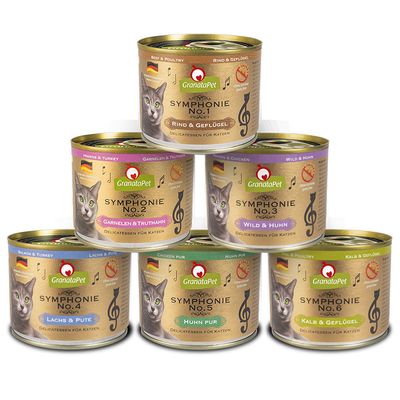 GranataPet Symphonie Sensitive, Skin & Coat mix smaków w galaretce 200 g × 6
