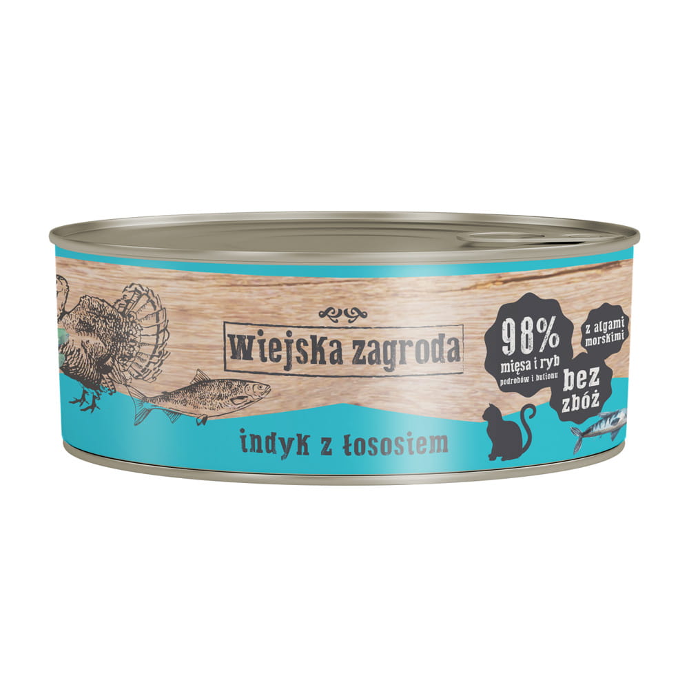 Wiejska Zagroda indyk, łosoś w bulionie adult 85 g