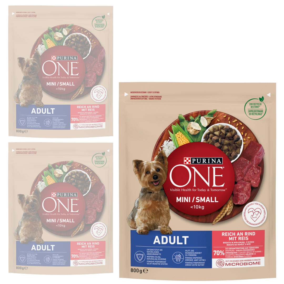 Purina ONE Mini wołowina adult małe rasy 800 g × 3