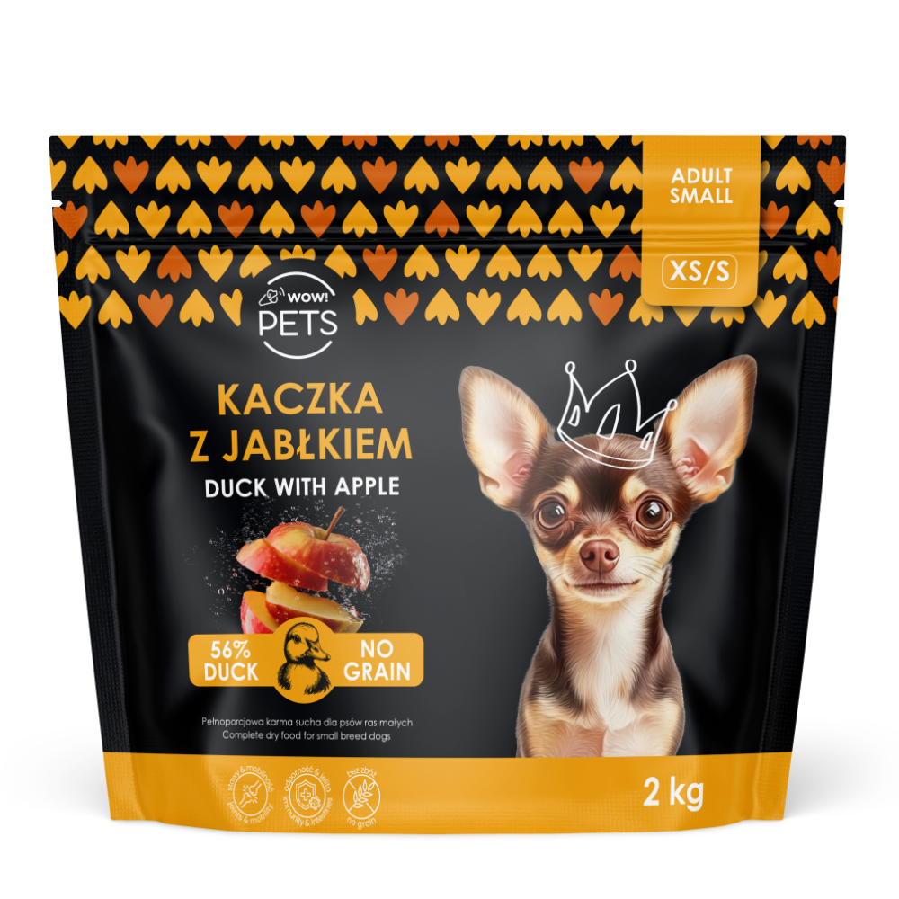 WOW!PETS kaczka z jabłkiem adult małe rasy 2 kg
