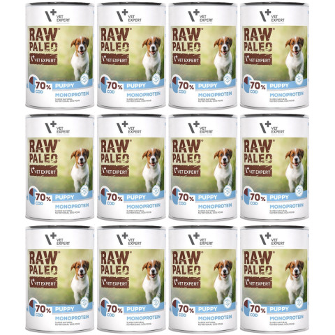 VetExpert Raw Paleo dorsz puppy 400 g × 12