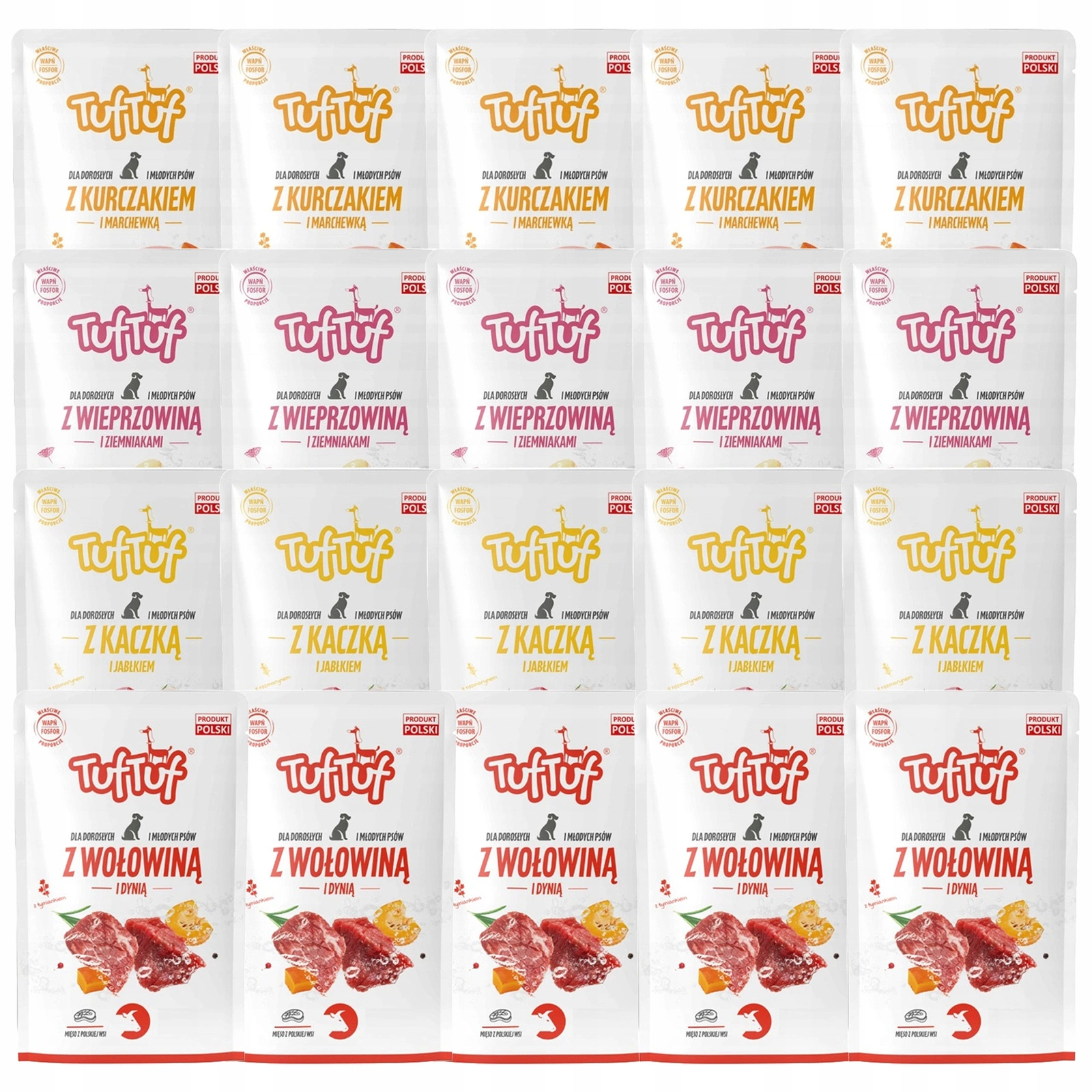 Tuf Tuf kaczka, kurczak, wieprzowina, wołowina 300 g × 20
