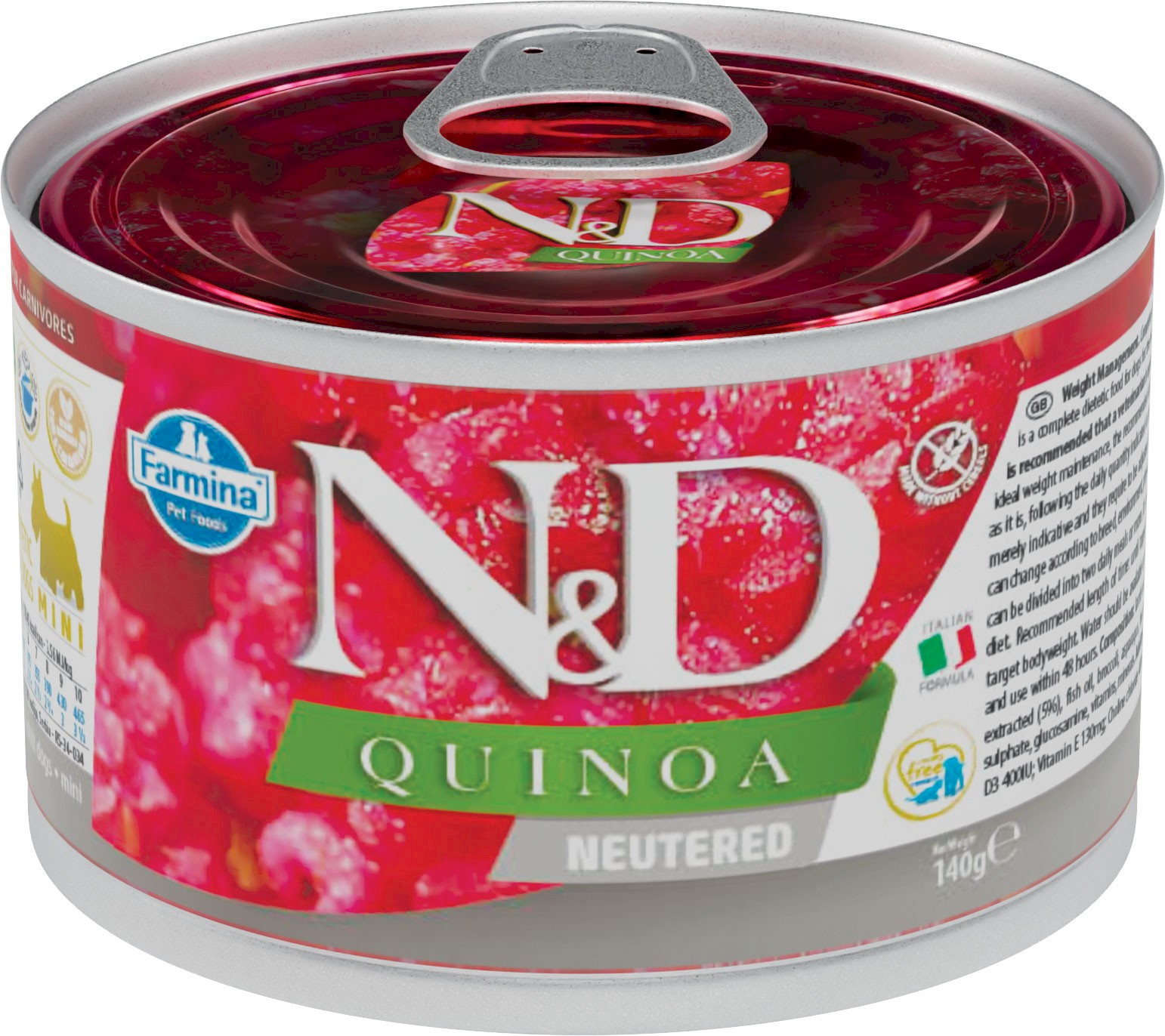 Farmina N&D Quinoa wieprzowina z brokułami, quinoą i szparagami adult małe rasy 140 g